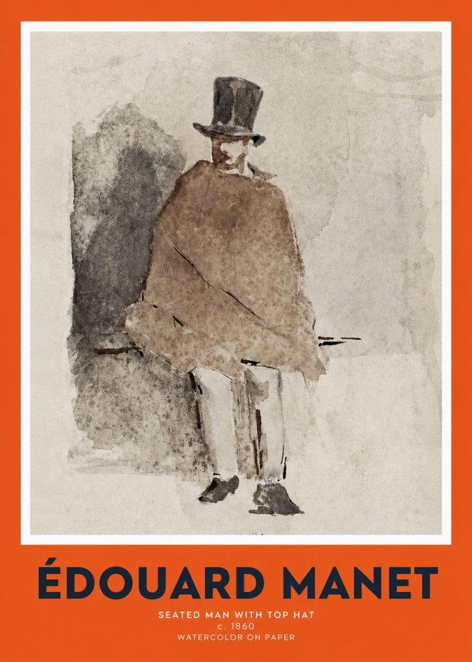 Édouard Manet Seated Man with Top Hat No2 - Póster