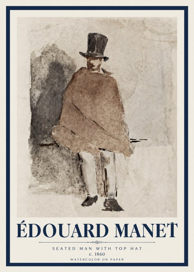 Édouard Manet Seated Man with Top Hat No3 - Póster
