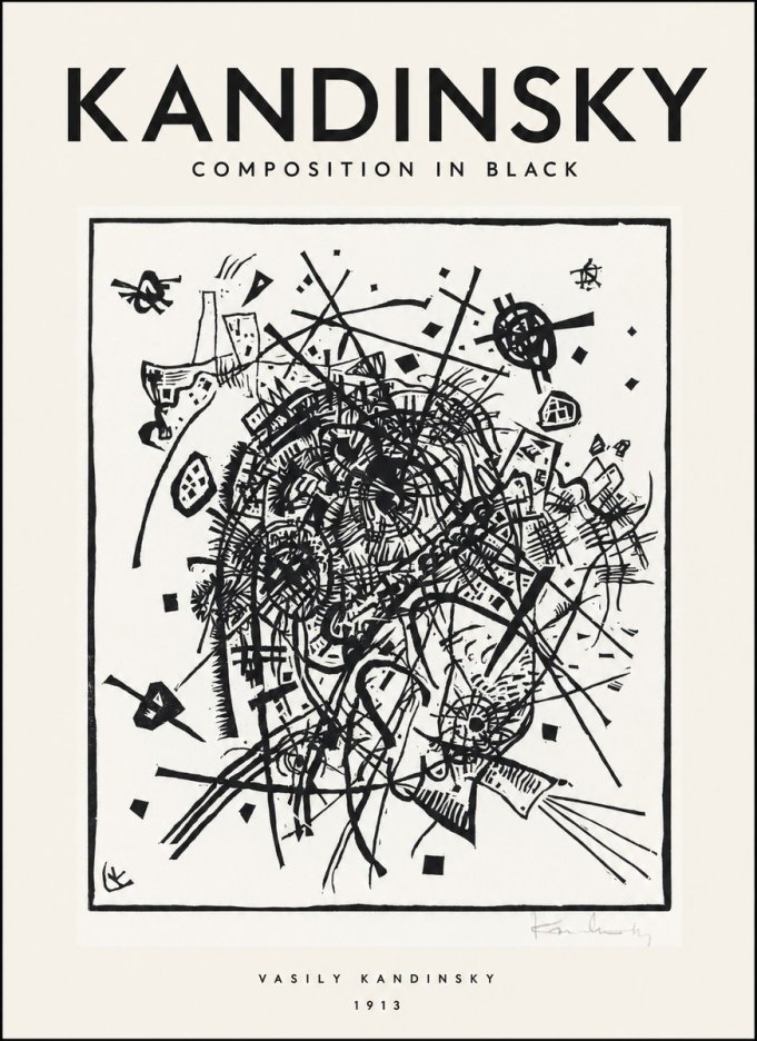 Kandinsky Composition in Black No1 - Póster