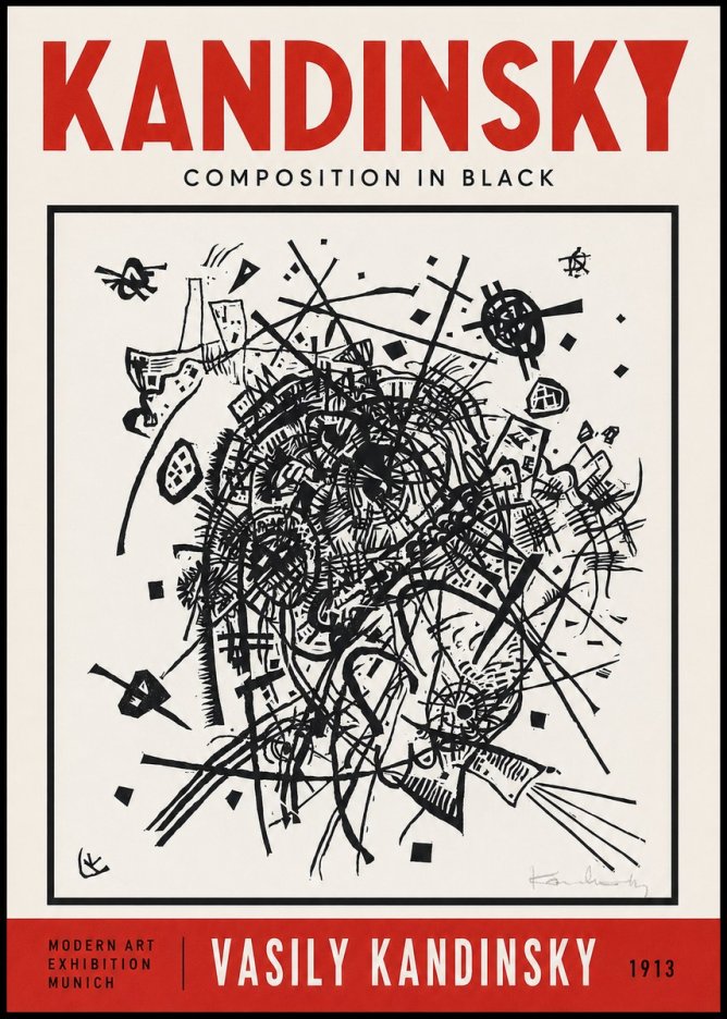 Kandinsky Composition in Black No2 - Póster