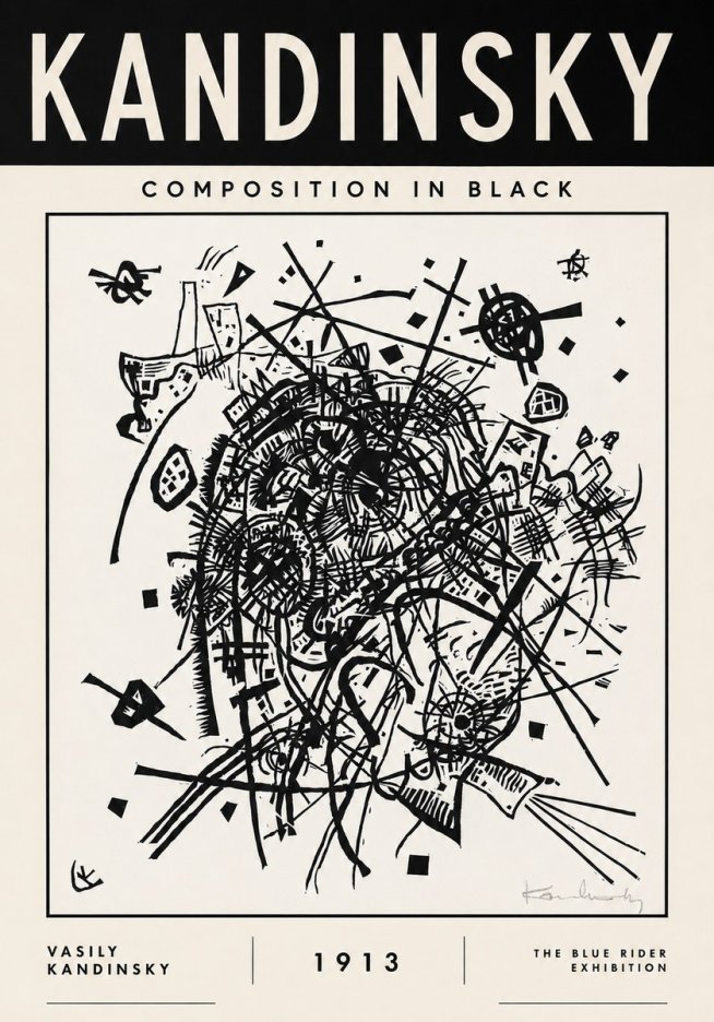 Kandinsky Composition in Black No3 - Póster