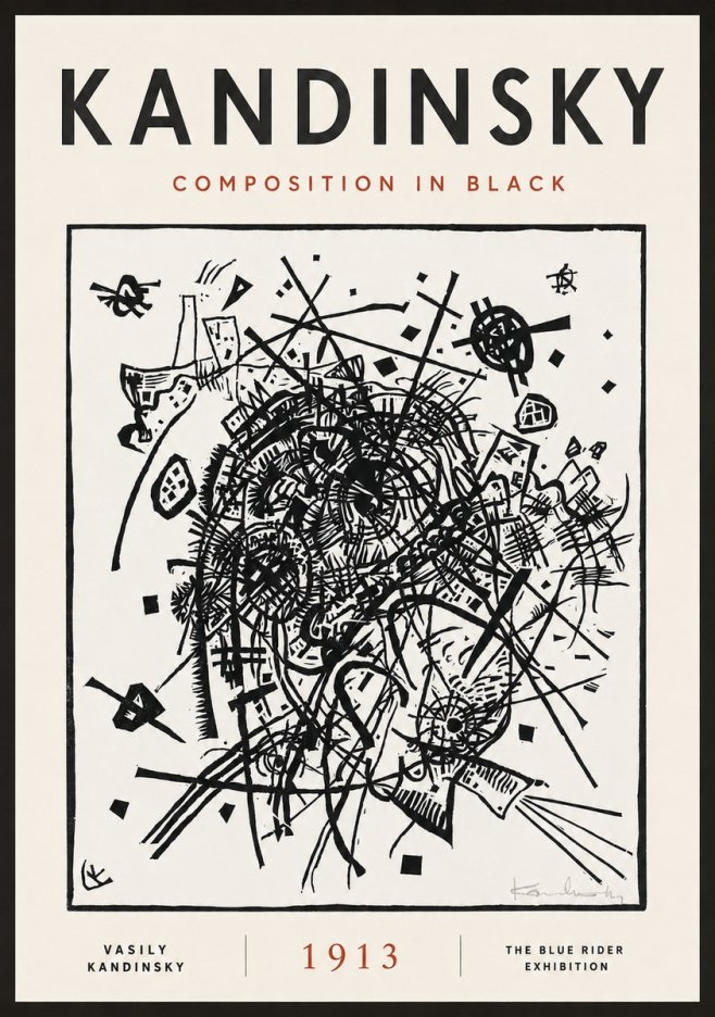 Kandinsky Composition in Black No4 - Póster