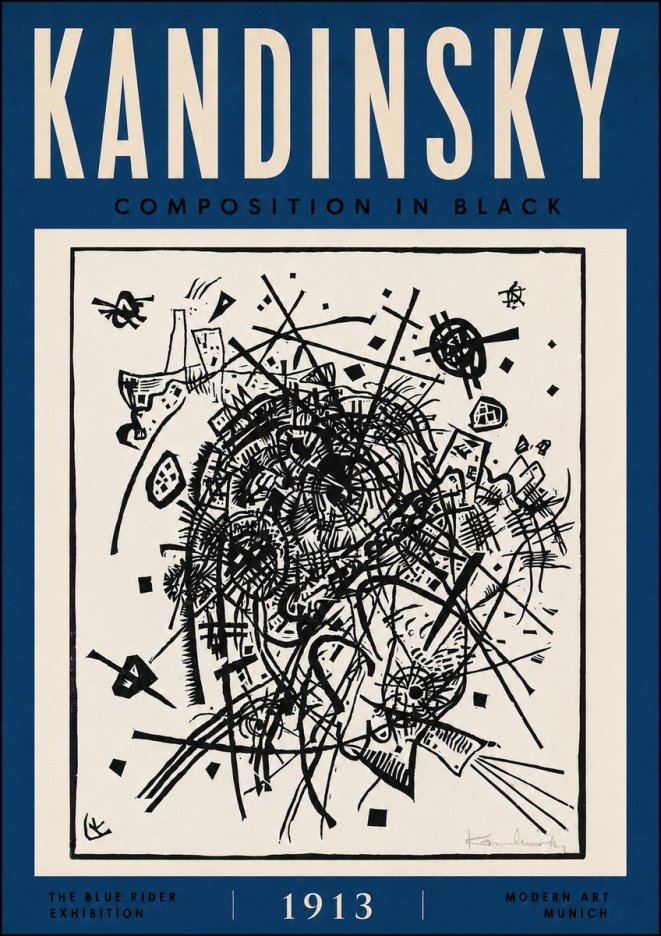 Kandinsky Composition in Black No5 - Póster