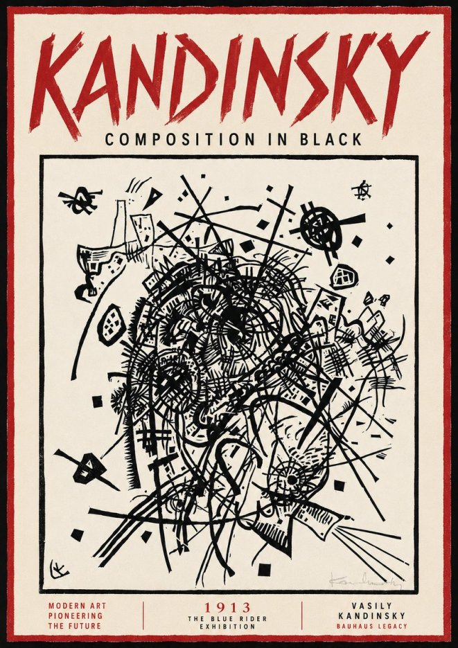 Kandinsky Composition in Black No6 - Póster