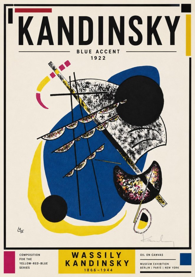 Kandinsky Blue Accent No5 - Póster