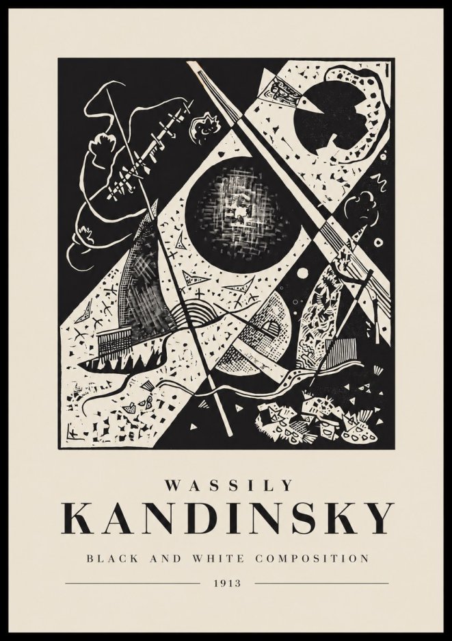 Kandinsky Black and White Composition No1 - Póster