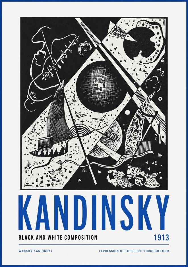 Kandinsky Black and White Composition No2 - Póster