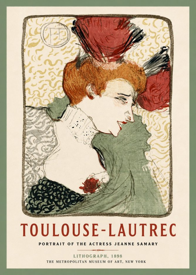 Toulouse-Lautrec Portrait of the Actress Jeanne Samary No2 - Póster