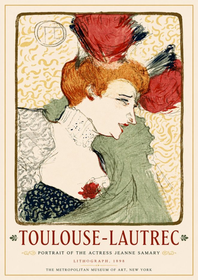 Toulouse-Lautrec Portrait of the Actress Jeanne Samary No4 - Póster