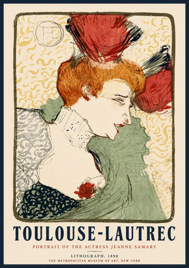 Toulouse-Lautrec Portrait of the Actress Jeanne Samary No5 - Póster