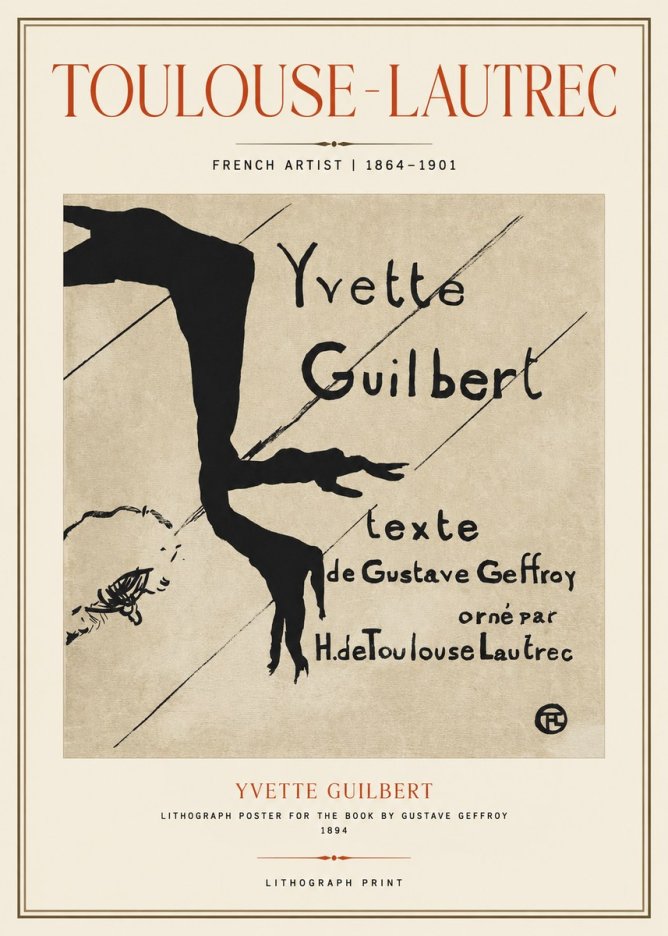 Toulouse-Lautrec Yvette Guilbert No1 - Póster