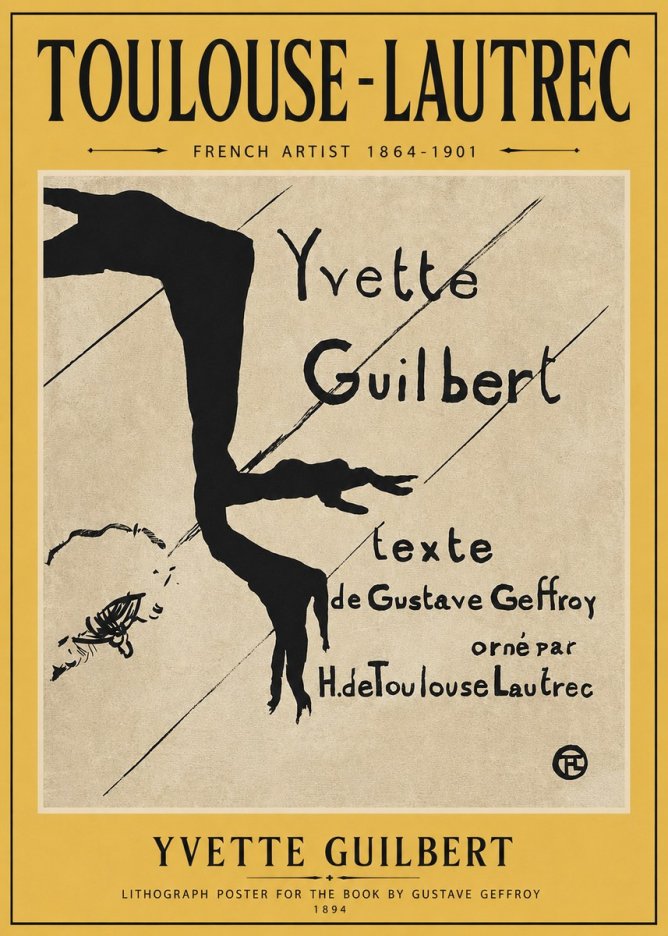 Toulouse-Lautrec Yvette Guilbert No4 - Póster