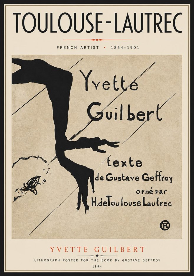 Toulouse-Lautrec Yvette Guilbert No5 - Póster