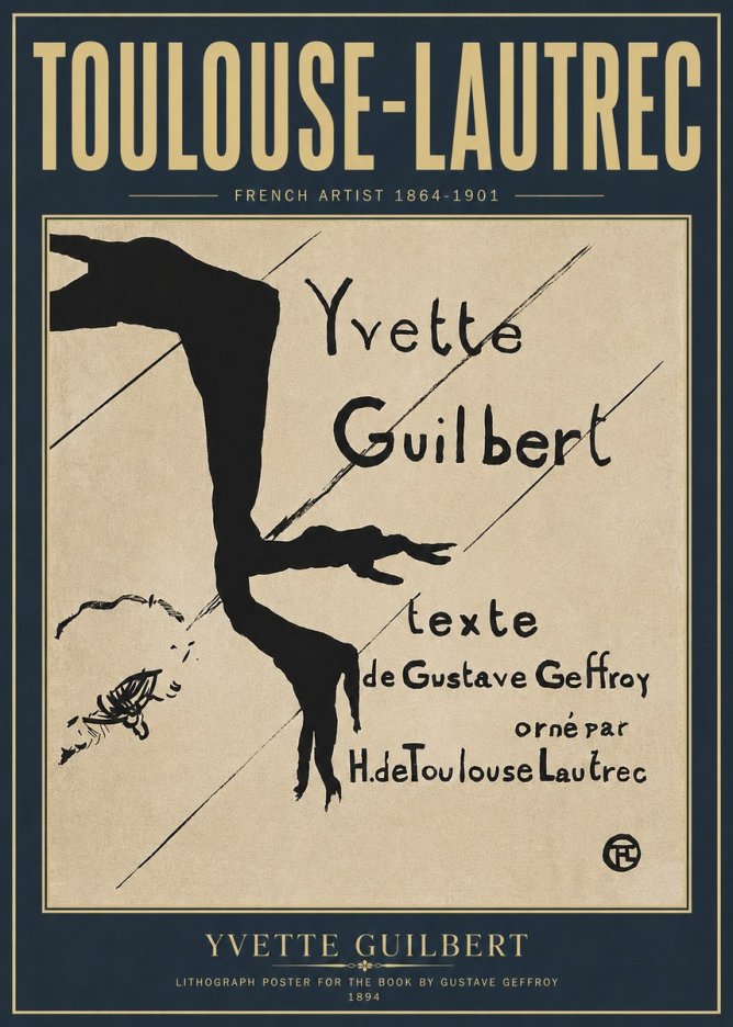 Toulouse-Lautrec Yvette Guilbert No6 - Póster