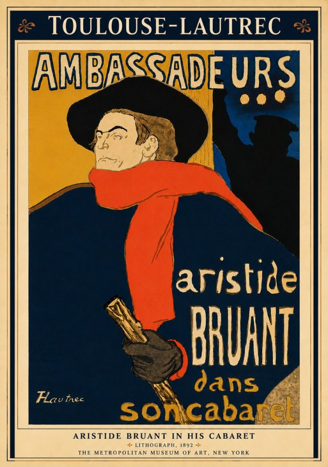 Toulouse-Lautrec Aristide Bruant in His Cabaret I No6 - Póster