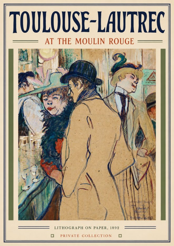 Toulouse-Lautrec At the Moulin Rouge II No6 - Póster