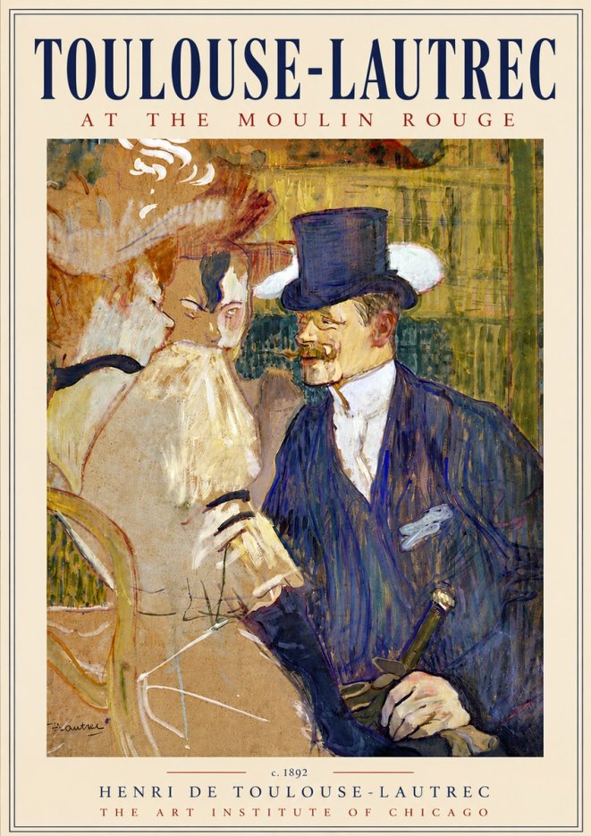 Toulouse-Lautrec At the Moulin Rouge III No6 - Póster