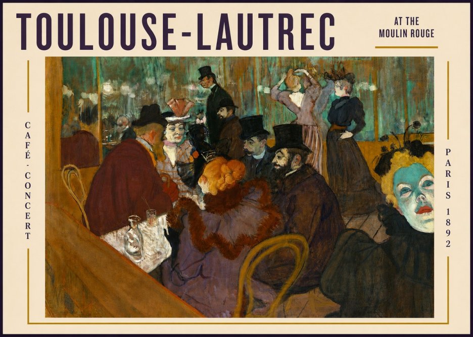 Toulouse-Lautrec At the Moulin Rouge IV No4 - Póster