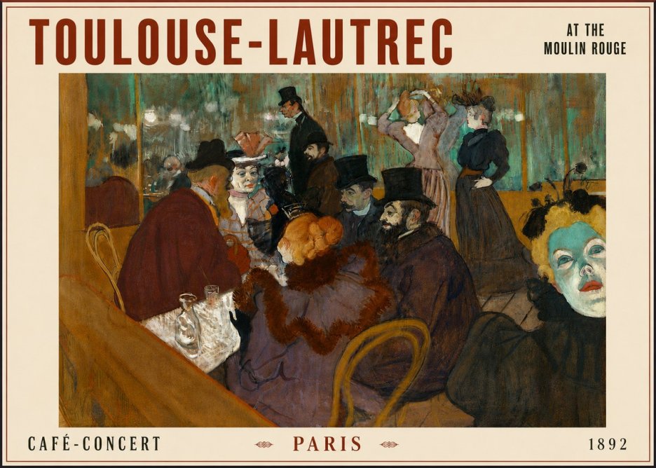 Toulouse-Lautrec At the Moulin Rouge IV No6 - Póster
