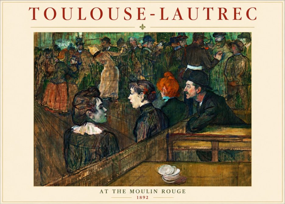 Toulouse-Lautrec At the Moulin Rouge V No3 - Póster