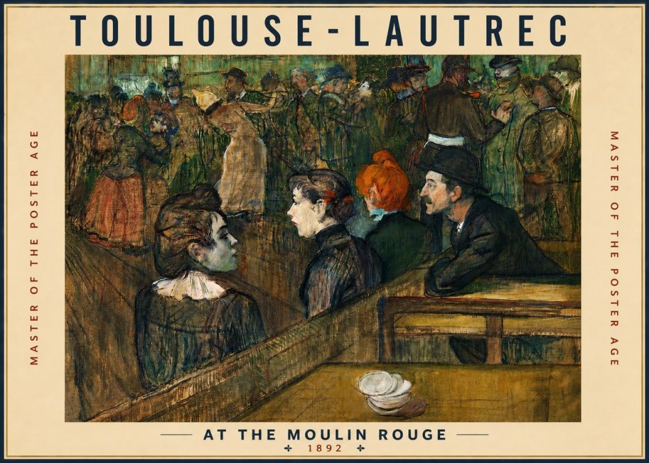 Toulouse-Lautrec At the Moulin Rouge V No4 - Póster