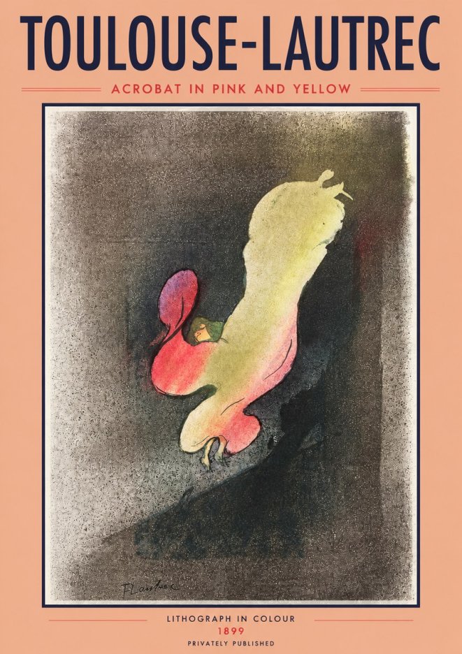 Toulouse-Lautrec Acrobat in Pink and Yellow No2 - Póster