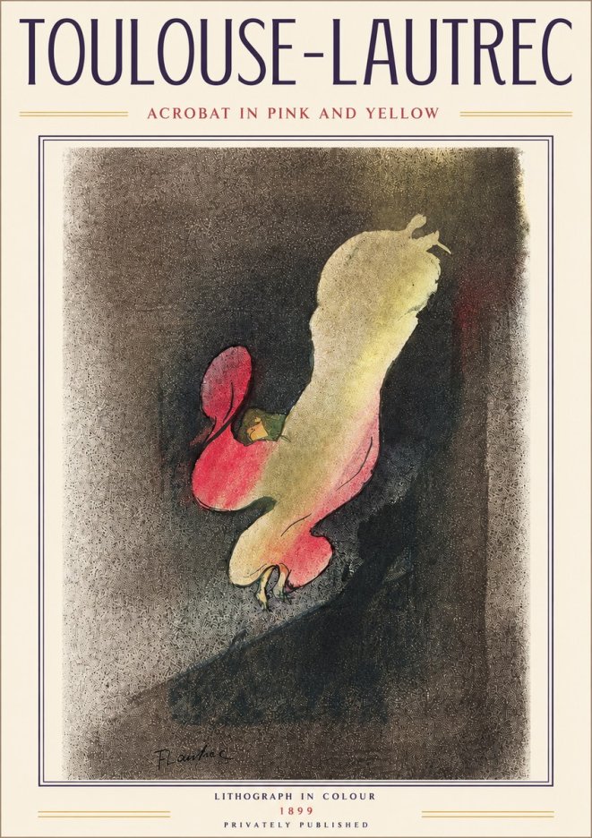 Toulouse-Lautrec Acrobat in Pink and Yellow No4 - Póster