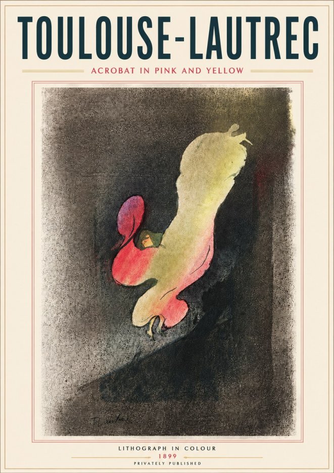 Toulouse-Lautrec Acrobat in Pink and Yellow No5 - Póster