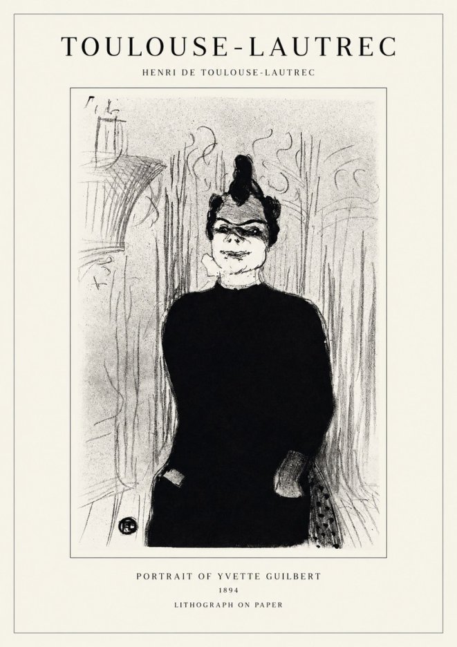Toulouse-Lautrec Portrait of Yvette Guilbert No1 - Póster