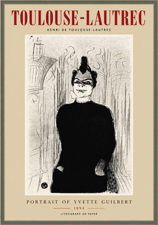 Toulouse-Lautrec Portrait of Yvette Guilbert No3 - Póster