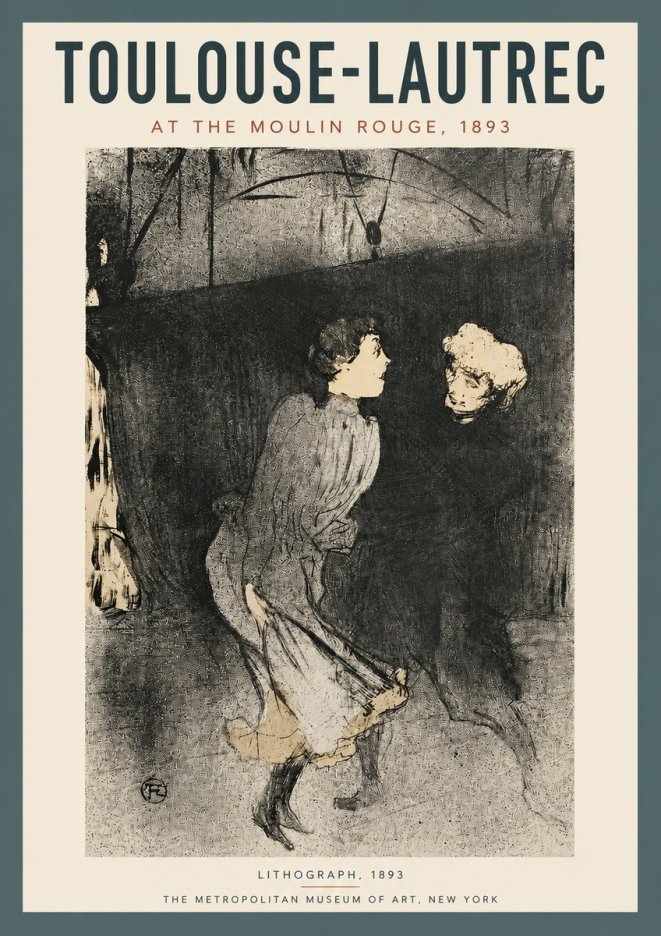 Toulouse-Lautrec At the Moulin Rouge VI No3 - Póster