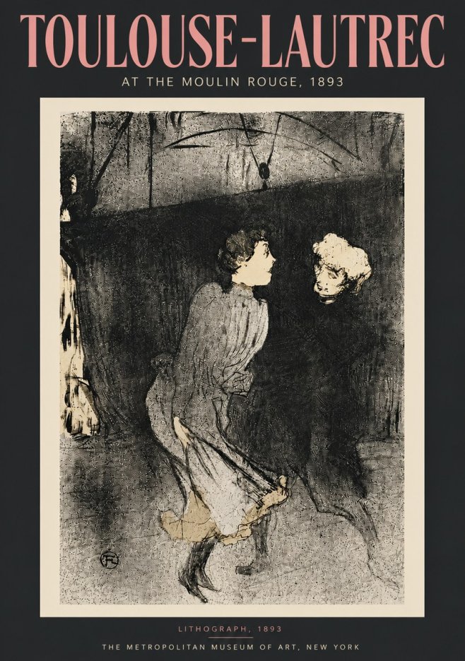 Toulouse-Lautrec At the Moulin Rouge VI No5 - Póster