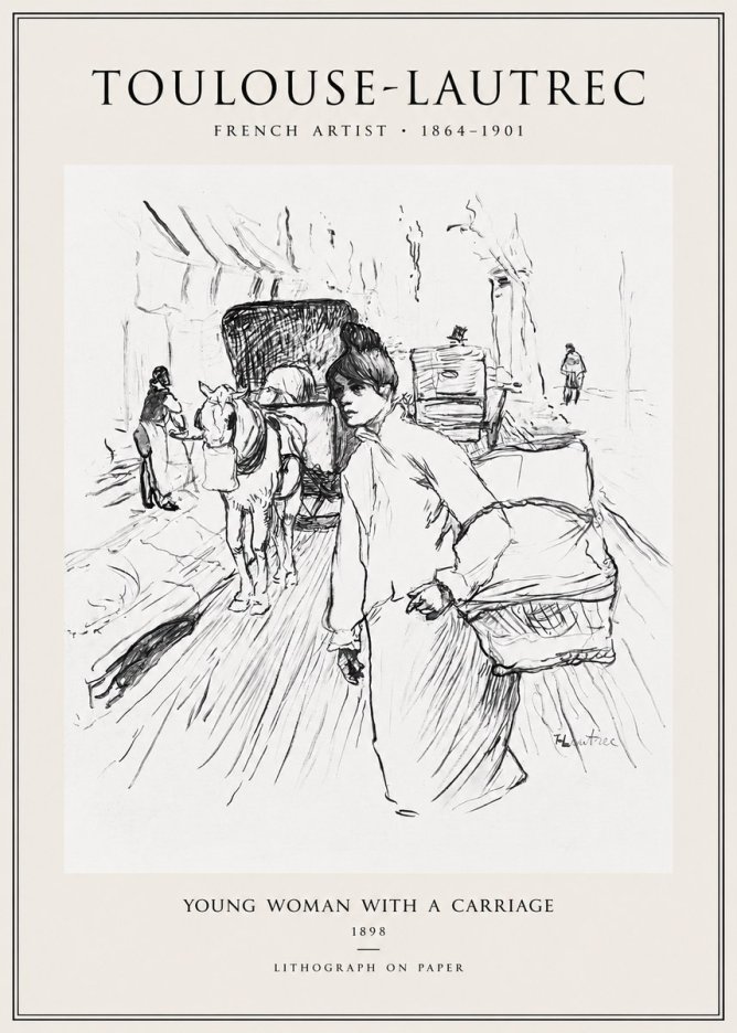 Toulouse-Lautrec Young Woman with a Carriage No1 - Póster