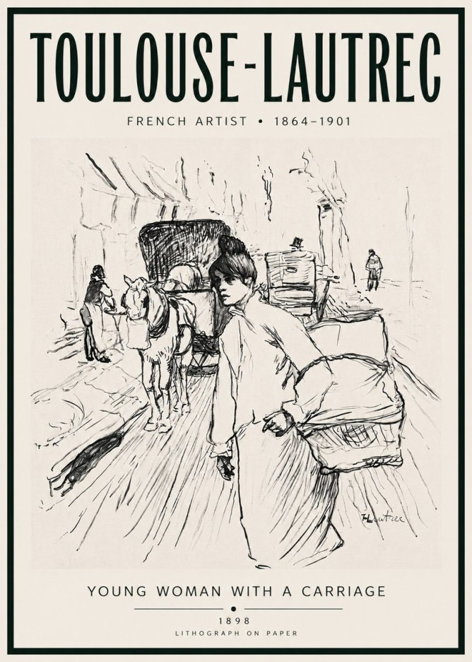 Toulouse-Lautrec Young Woman with a Carriage No4 - Póster