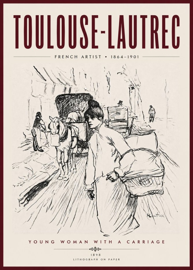 Toulouse-Lautrec Young Woman with a Carriage No5 - Póster