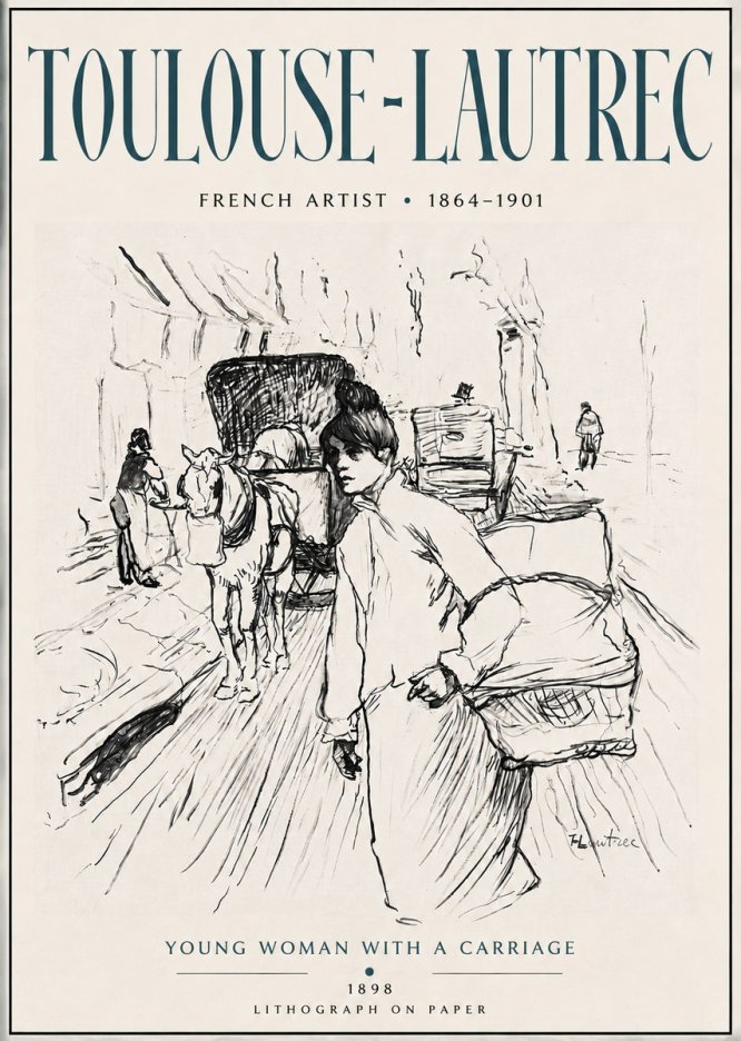Toulouse-Lautrec Young Woman with a Carriage No6 - Póster