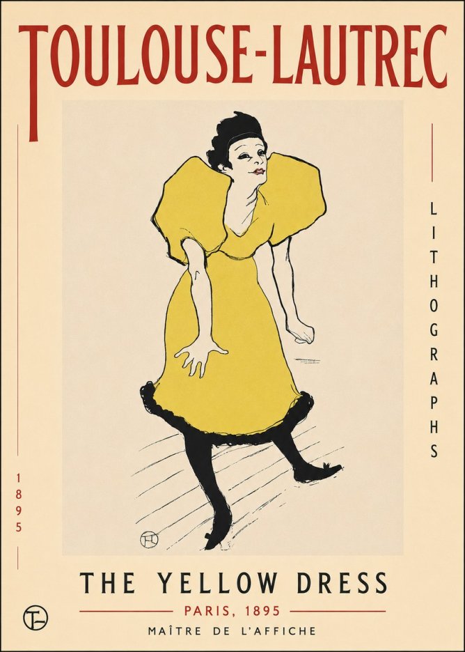 Toulouse-Lautrec The Yellow Dress No3 - Póster