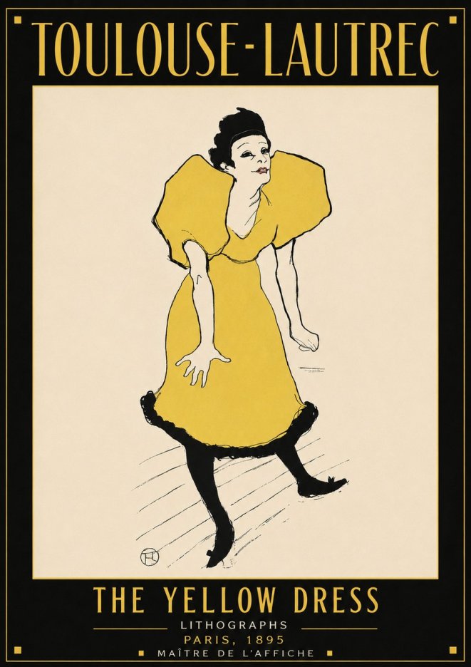 Toulouse-Lautrec The Yellow Dress No4 - Póster