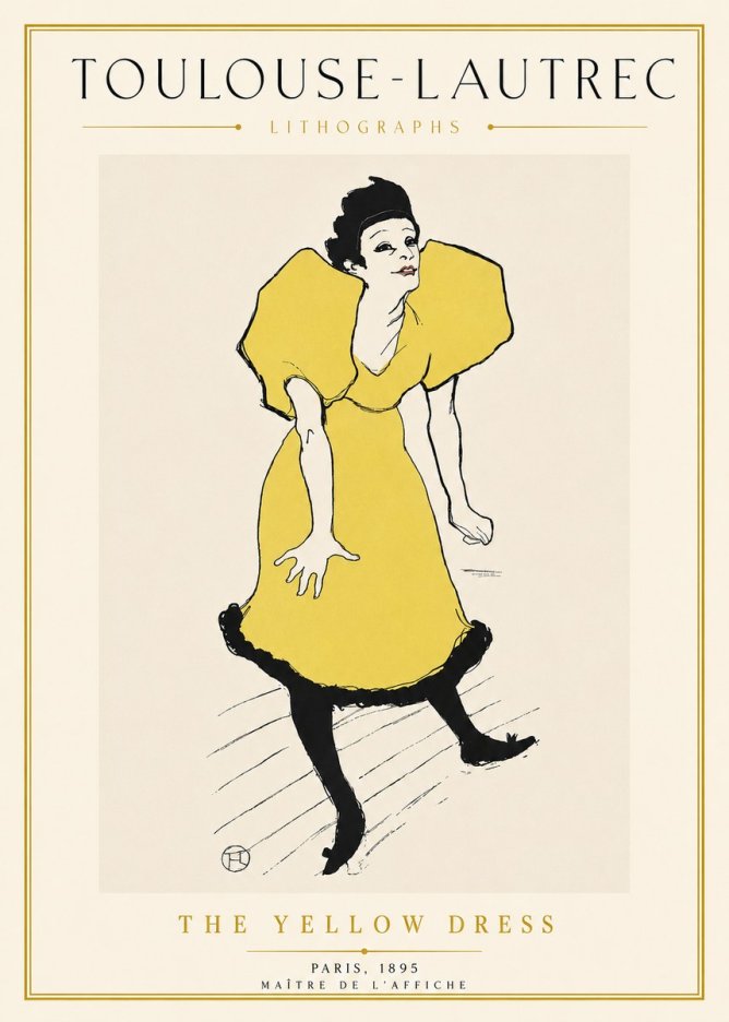 Toulouse-Lautrec The Yellow Dress No5 - Póster
