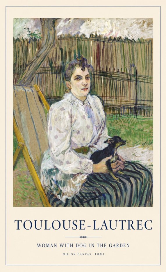 Toulouse-Lautrec Woman with Dog in the Garden No1 - Póster