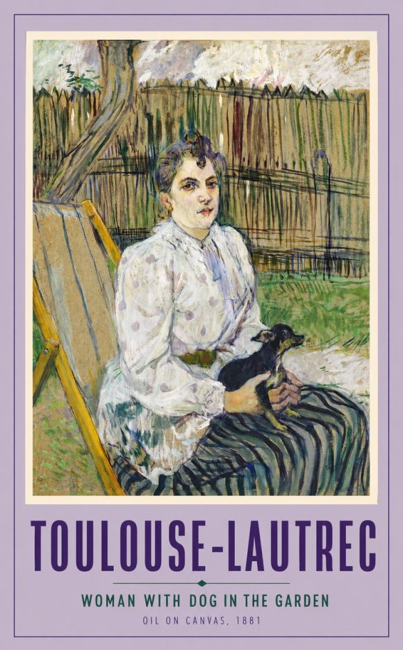 Toulouse-Lautrec Woman with Dog in the Garden No2 - Póster