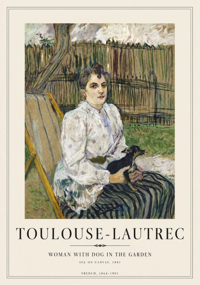 Toulouse-Lautrec Woman with Dog in the Garden No4 - Póster