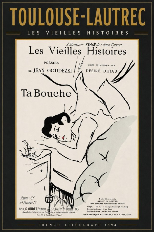 Toulouse-Lautrec Les Vieilles Histoires - Ta Bouche No3 - Póster