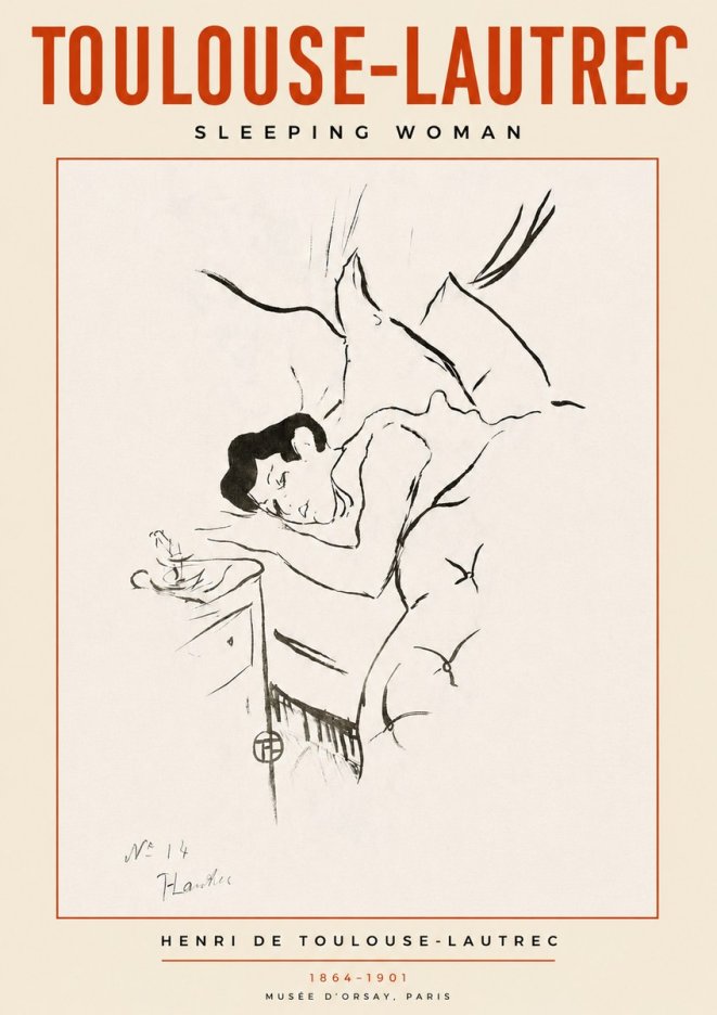 Toulouse-Lautrec Sleeping Woman No3 - Póster