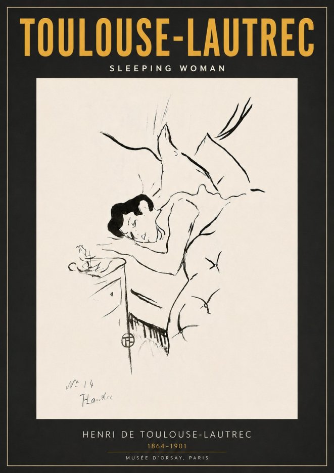 Toulouse-Lautrec Sleeping Woman No6 - Póster
