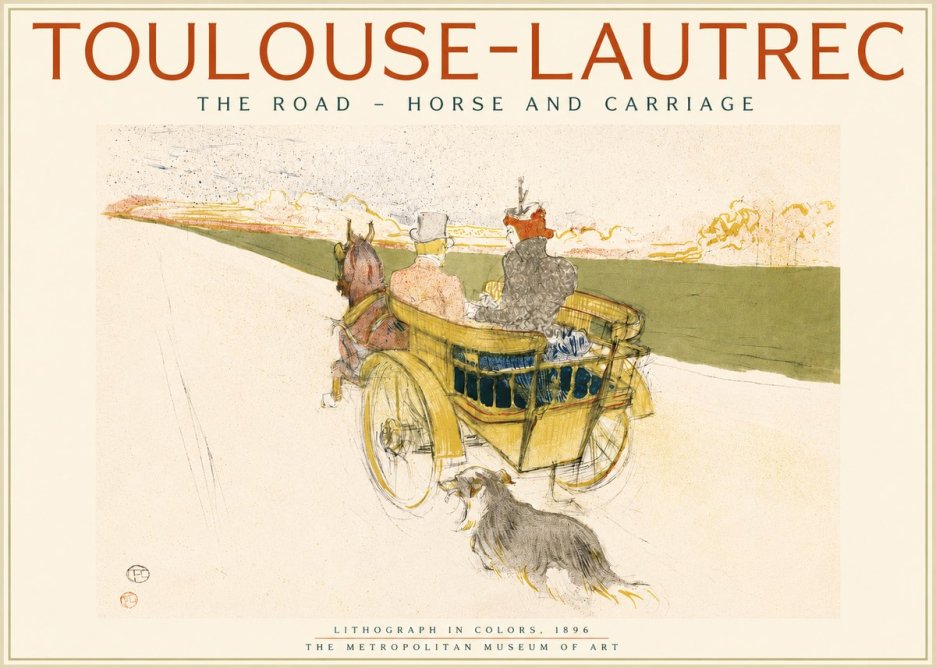 Toulouse-Lautrec The Road - Horse and Carriage No2 - Póster