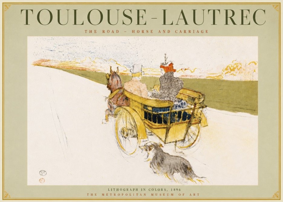 Toulouse-Lautrec The Road - Horse and Carriage No4 - Póster