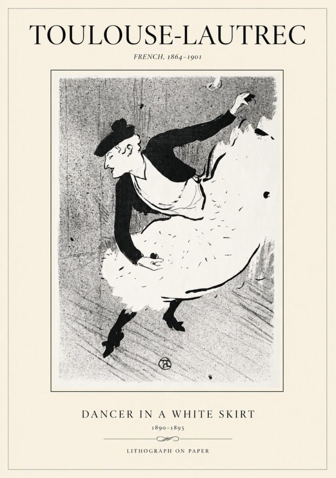 Toulouse-Lautrec Dancer in a White Skirt No1 - Póster