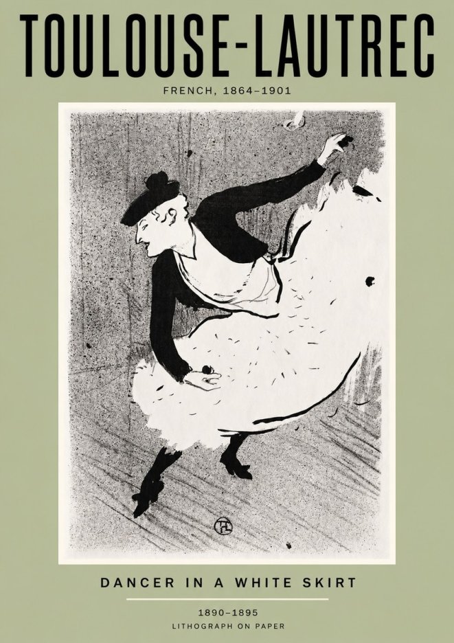 Toulouse-Lautrec Dancer in a White Skirt No2 - Póster