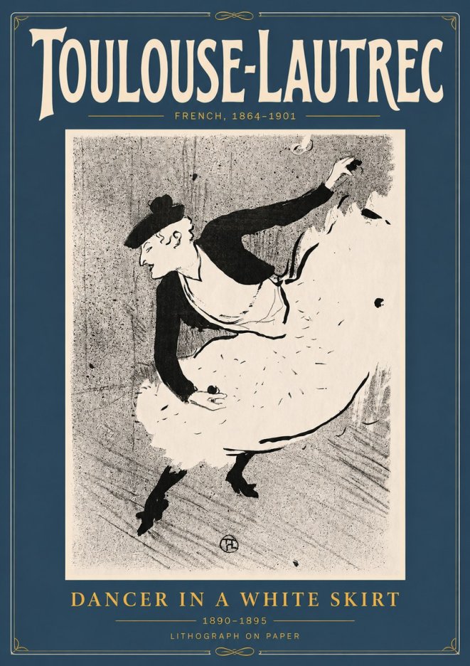 Toulouse-Lautrec Dancer in a White Skirt No4 - Póster